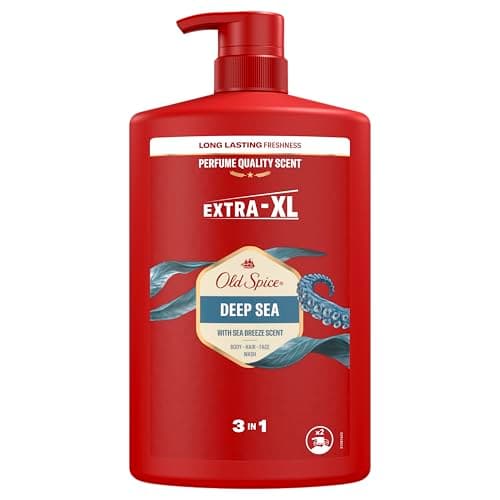 Image of Old Spice Deep Sea Men’s Shower Gel & Shampoo 1000ml, Multi-Use 3-in-1 Body-Hair-Face Wash, Long Lasting Freshness, Perfume Quality Scent, Deep Cleansing