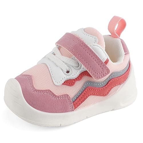 Image of LACOFIA Baby Girls Shoes First Walkers Toddler Sneakers with Anti-Slip Rubber Sole Pink 3