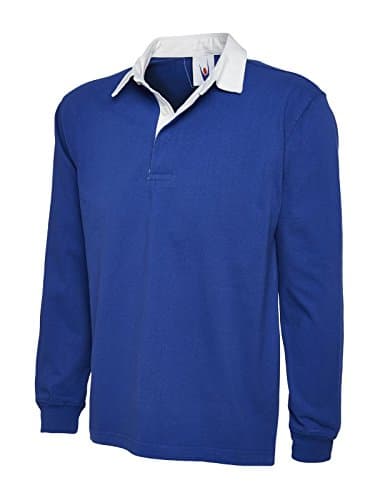 Image of Uneek New Mens Plain Premium Rugby Shirt -Royal Blue - Large