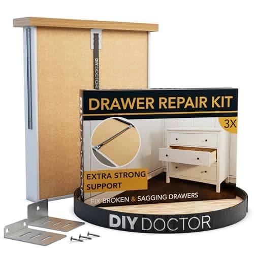 Image of DIY Doctor Drawer Repair Kit (3 Pack) – Fix Sagging Kitchen Drawers – Front Fixing Brackets & Bottom Support – Replacement for Damaged Units – Draw Strengthener Pack