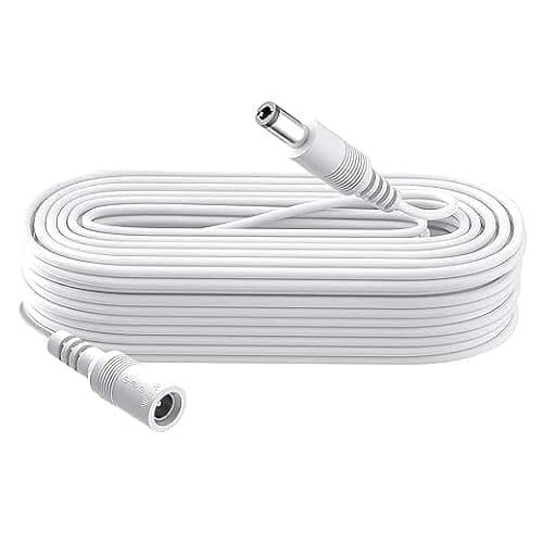 Image of MaxSell 3M/5M/10M CCTV 2.1 x 5.5mm White DC 12V Power Extension Cable Male to Female, Power Supply Adapter Extender Cord for CCTV Security Cameras, DVRs, LED Strips, Routers (White, 5M)