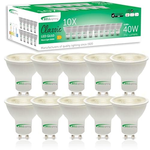 Image of BELL Lighting 10 Pack GU10 LED Spotlight Bulbs Warm White 3000K Energy Saving Light Bulbs 350lm 4.4W 38 Degree Beam Non Dimmable for Ceiling Spots Kitchen Downlights Bathroom Recessed Fittings