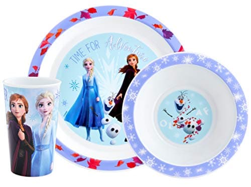 Image of Disney Frozen Kids Tableware Set – 3 Piece Reusable PP Plate, Bowl & Cup Set for Children – Tumbler & Dinnerware Set for Mealtimes – for 36 Months & Up