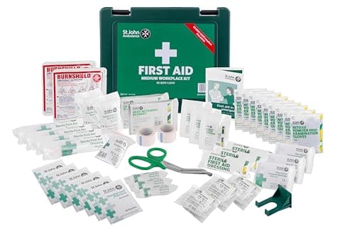Image of St John Ambulance Medium Workplace First Aid Kit | BS 8599-1:2019 Compliant | for 25 – 50 People | with Wall Bracket | Eco-Friendly Packaging