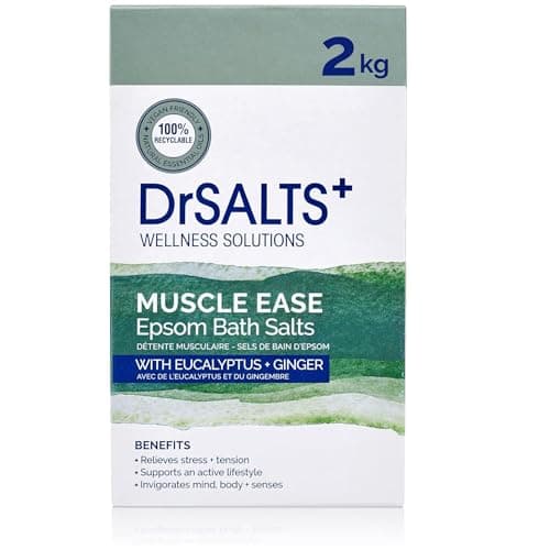 Image of Dr SALTS Muscle Ease Epsom Salts 2kg - Soaking Therapy for Strain, Pain & Stiffness Relief with Eucalyptus, Ginger Essential Oils - Vegan, Cruelty-Free Bath