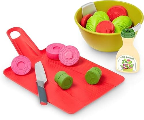 Image of Joseph Joseph Salad. Toy Salad Preparation Set For Children Aged 2+. With Chop2Pot Cutting Mat & Sound Effect Salad Dressing