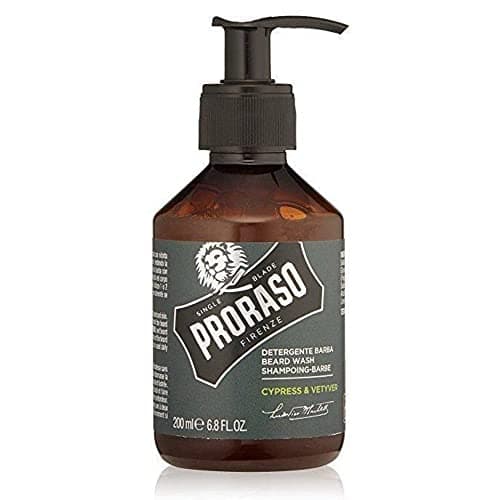 Image of Proraso Beard Wash Cypress & Vetyver, 200ml, Scented Beard Shampoo Softens, Cleanses, Conditions, and Gently Removes Impurities, Made in Italy