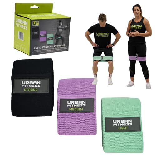 Image of Urban Fitness Unisex (Set 3) Urban Fitness Fabric Resistance Band Loop Set of 3 15 Inch, White, One Size UK