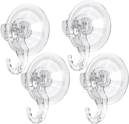 Image of GlobaLink Suction Hooks, 4 Pack Clear Reusable Heavy Duty 3KG Vacuum Suction Cup Hooks, Plastic Smooth Wall Hangers Vacuum Seamless Sucker Hook for Bathroom Kitchen Window Bags Coats Caps Towel