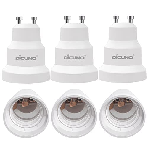 Image of DiCUNO GU10 to E27 Lamp Socket Converter, GU10 to ES Lamp Base Adapter for LED and Incandescent and CFL Bulbs-6 Packs