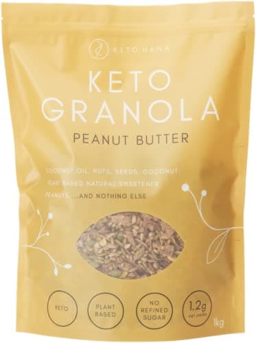 Image of Keto Hana Peanut Butter Keto Granola Keto Diet Vegan Grain Free Dairy Free Plant Based No Refined Sugars Gluten Free 1.2g Net Carbs Breakfast Cereal - Bulk, Family Pack 1kg/2.2lbs
