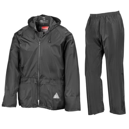 Image of Result Mens Heavyweight Waterproof Rain Suit (Jacket & Trouser Suit) (M) (Black)