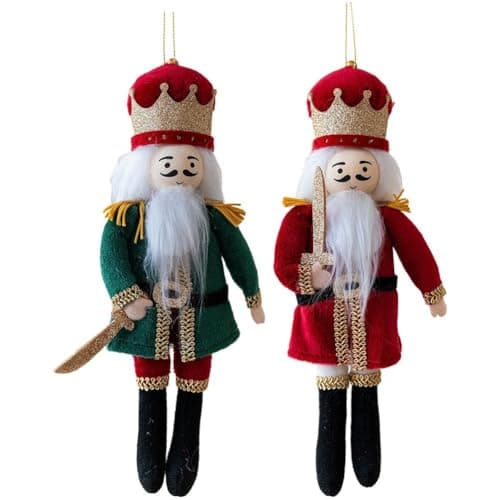 Image of Brxmpn 2 Pcs Christmas Nutcracker Ornament Mini Soldier Figures Christmas Tree Hanging Pendant Traditional Nutcracker Plush Xmas Decoration Charms
