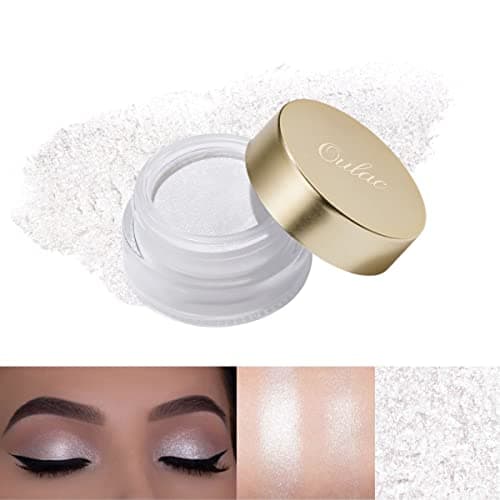 Image of Oulac Glitter Eyeshadow for Highlighter Makeup - White Eyeshadow with Waterproof Formula | Up to 12 Hours Wear | Creates Eye-Catching Eye Make-up, Vegan, 12g, (01) Crystal Rain
