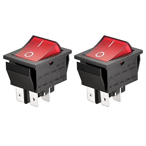 Image of Heschen Rocker Switch ON-OFF DPST 4 Terminals Red light 16A 250VAC (2)