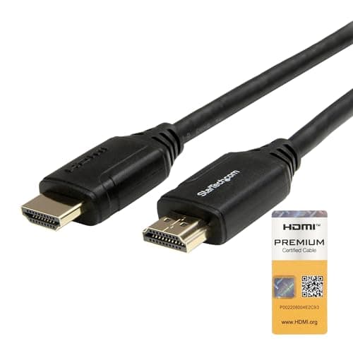 Image of StarTech.com 1m 3 ft Premium High Speed HDMI Cable with Ethernet - 4K 60Hz - Premium Certified HDMI Cable - HDMI 2.0 - 30AWG (HDMM1MP)
