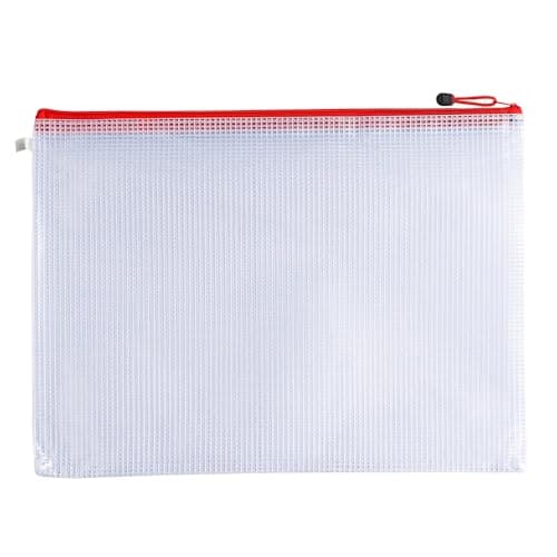 Image of Pack of 12 A5 Red Zip Strong Mesh Bags - Tough Waterproof Storage