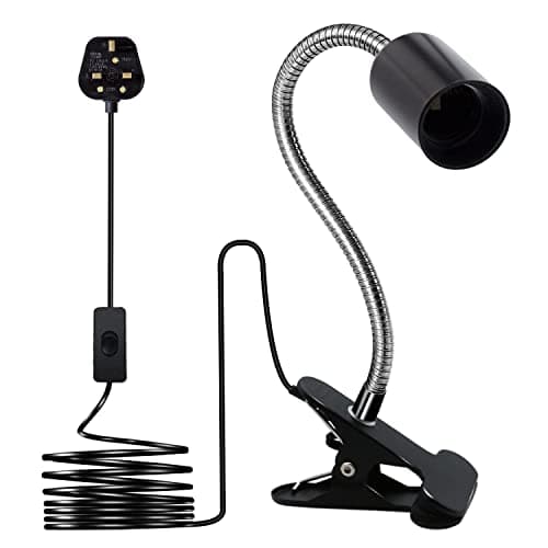 Image of Wrpacttg Clip on Light,Clip Desk Lamp,Clip on Bulb Holder with 220CM Cable,9MM&350MM Thickened Lengthened Gooseneck Clamp Lamp,360 Degree Clip Flexible Light for Bedside Offices