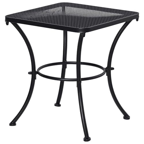 Image of Outsunny 45cm Square Garden Table, Outdoor Metal Bistro Side Desk with Mesh Top, Black