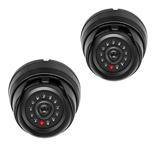 Image of kwmobile Dummy Camera with Light - Fake CCTV Security Surveillance Dome with Flashing LED Lights - Theft Deterrent - Black, x2