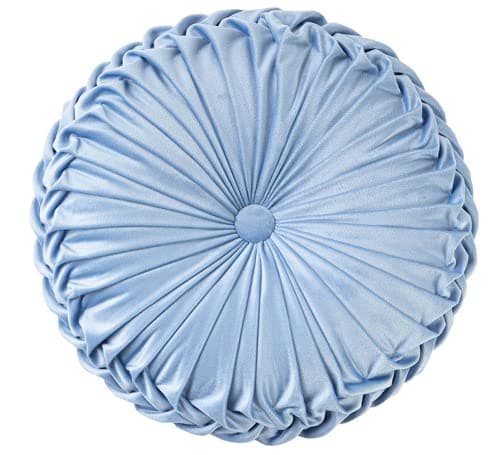 Image of NatureMan 13.7 inch Round Sofa Cushion Pure color velvet home decor, pleated round cushion, pumpkin pillow Suitable for home bed car decoration (light blue)