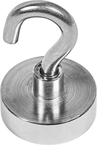 Image of Connex Neodymium Pot Magnet - With Screw Hooks - Diameter 25 x 8 mm - 1 Piece - Extra Strong Magnet - 21 kg Adhesive Force - For Household, Workshop & Car/Power Magnet with Hook/Magnetic Hook /
