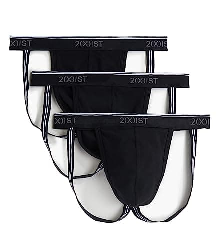 Image of 2(X)IST Men's Cotton Stretch Jock Strap 3-pack, Black/Black/Black, S