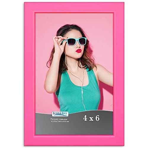 Image of Icona Bay 6x4 Pink Picture Frames, Colored Solid Wood Scandinavian Style Frame for Photo, Pizzazz Collection