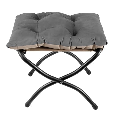 Image of Foot Stool Foldable Foot Stool Living Room with Metal Legs Small Footstool for Living Room Garden and Balcony Dark Gray 44 * 41 * 38CM (Short Pile, Dark Gray)
