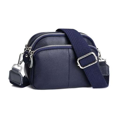 Image of befen Genuine Leather Shoulder Bag Navy Crossbody Bag Small Camera Bag Cross Body Phone Purse Leather handbags for women UK with Card Slots-Navy Blue