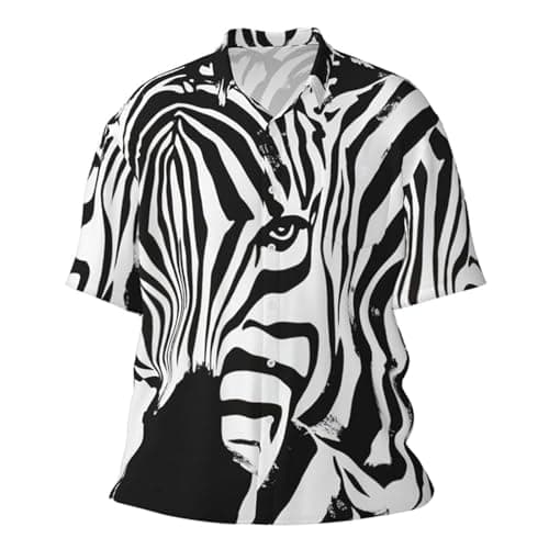 Image of Generisch Men's Shirt Jacket with Eye-catching Zebra Pattern, Oversized Shacket with Zip and Lapel Collar, Extravagant Transition Jacket for a Bold Street Style, style_u01 black, M
