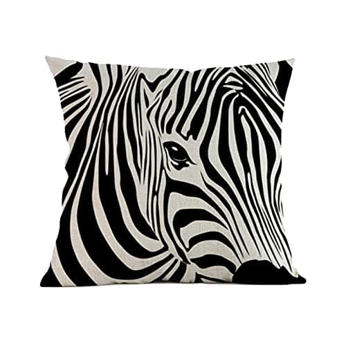 Image of Zebra Throw Pillow Cover Cotton Linen Cushion Cover Creative Animal Decoration Pillowcase for 45 x 45 cm Pillow (LL-050A)