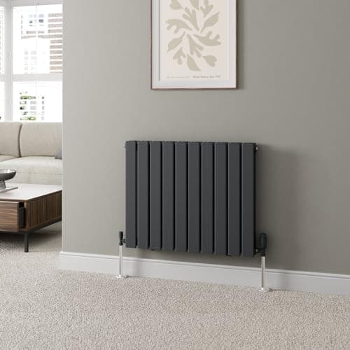 Image of DuraTherm® 600 x 760mm Anthracite Grey Horizontal Designer Radiator Double Column Flat Panel Modern Central Heating Panels Bathroom Radiators