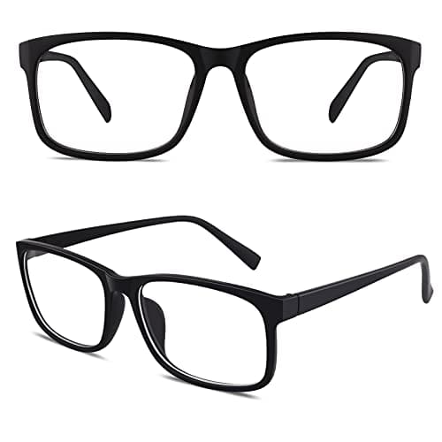 Image of CGID CN12 Fake Glasses Women Men Casual Fashion Square Clear Lens Glasses 100% UV400 Protection,Matte Black