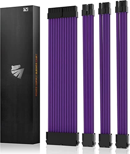 Image of AsiaHorse 16AWG PSU Extension Cable Kit Purple, 30CM Sleeved Custom PC Power Supply Cables, Soft Braided ATX 24Pin, EPS 4+4 Pin, 2x PCI-E 6+2 Pin, with Cable Combs for Cable Management