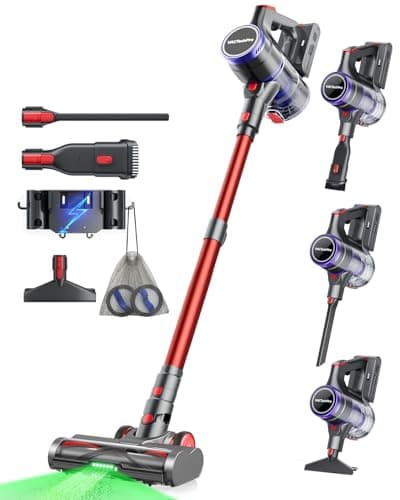 Image of VACTechPro Ultra Cordless Vacuum Cleaner, 48KPA/550W/70min Stick Vacuum with 1.5L Dustbin, Wall-mounted Charging/Removable Battery, Anti-Tangled Handheld Vacuum for Hard Floors Carpet Car Pet Hair
