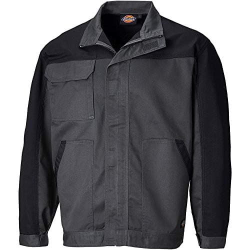 Image of Dickies Mens CVC Polycotton Adjustable Workwear Jacket Grey/Black