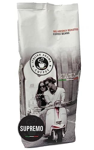 Image of Italian Aroma Coffee - 1KG - Whole Coffee Beans - SUPREMO - Silky and Luxurious - Traditional Italian Coffee Flavour