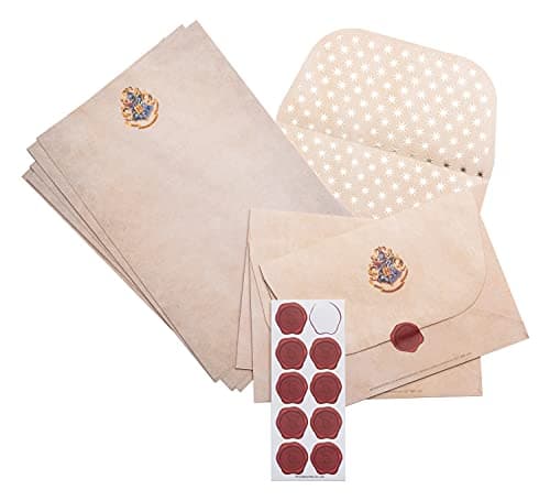 Image of Grupo Erik Letter Writing Set - Harry Potter Gifts | Letters Writing Paper and Envelopes - 20 Sheets, 10 Envelopes, 10 Stickers | Hogwarts Acceptance Letter, Harry Potter Merchandise