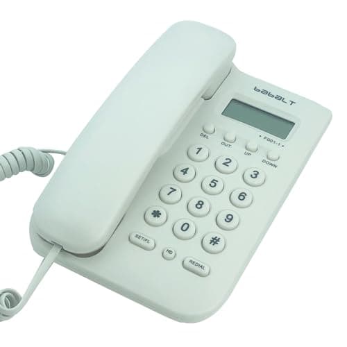 Image of Corded Basic Landline Phone, TelPal FSK/DTMF Simple Caller ID Telephone with LCD Incoming Call Number Display, Small Desk/Wall Mountable Analog Phone for Home Office (White)