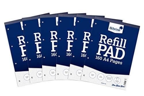 Image of Silvine A4 Refill Pad - 5mm Squared (160 Pages) Pack of 6