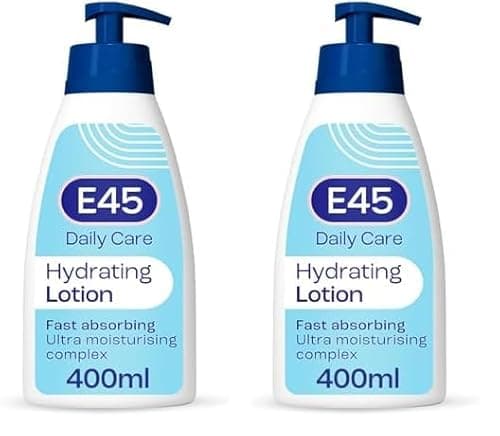 Image of E45 Daily Skin Lotion 400 ml – E45 Lotion for Very Dry Skin – Non-Greasy Lightweight Moisturiser - Perfume-Free Body Face Hand Cream - Dermatologically Tested (Pack of 2)