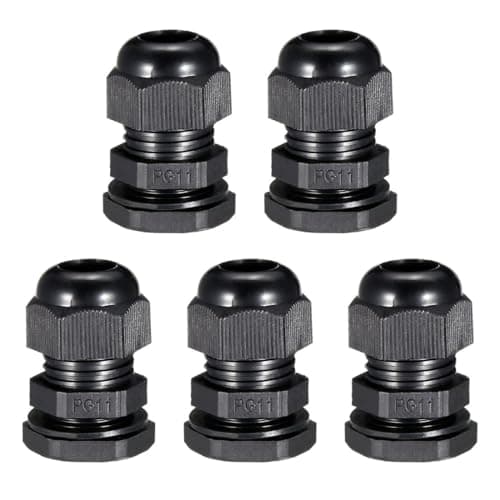 Image of TA-VIGOR 5Pcs PG11 Cable Gland, IP68 Waterproof Adjustable Plastic Nylon Wire Connectors Gland Joints for 5mm-10mm Cables, Locknut Stuffing Glands with Locknut and Washer – Black