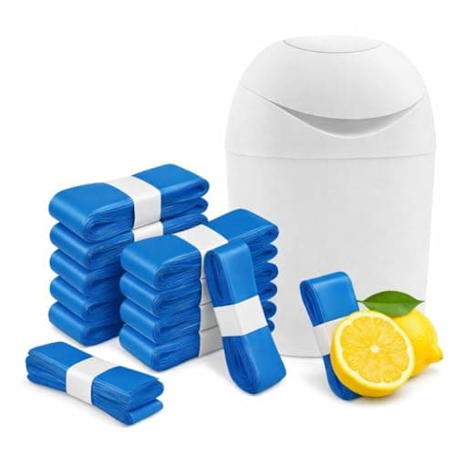 Image of 10PCS Nappy Bin Universal Diaper Pail Refill Bags, Compatible with Tommee Tippee, Angelcare, Dress Up X Nappy Boxes, 10-Pack Blue Bags Scented