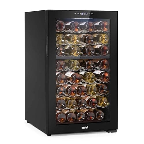Image of Dellonda Baridi 52 Bottle Dual Zone Wine Cooler, Fridge with Digital Touch Screen Controls, Wire Shelves & LED Light, Black - DH236