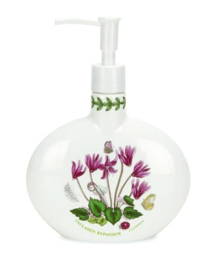 Image of Portmeirion x Botanic Garden Lotion Dispenser - White Floral Design, Durable Earthenware, Stylish Bathroom Accessory for Everyday Use