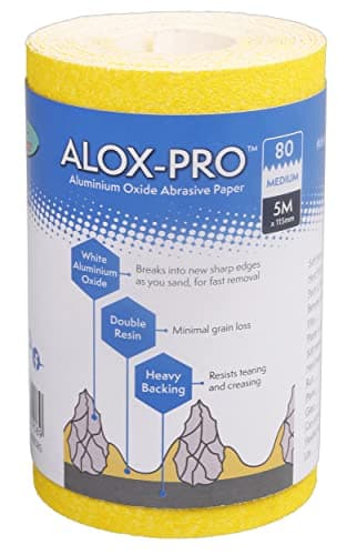 Image of Axus Decor Alox Pro Yellow Aluminum Oxide - 5m x 115mm, 80 grit Sandpaper Roll - Ideal for Wood, Paint, Metal, Automotive, and More, Ideal For Professional Painter's & DIY enthusiasts