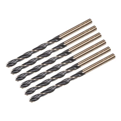 Image of sourcing map 6pcs Jobber Drill Bits 4.5mm (0.177") Black Nitride & Gold Titanium Coated M2 High Speed Steel (HSS) Twist Drill Bits for Stainless Steel Aluminum Alloy Metal