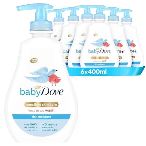 Image of Baby Dove Rich Moisture Head to Toe Wash - Gentle & Nourishing Hair and Body Wash for Babies, Tear-Free Formula, Delicate Fragrance, Keeps Hair and Skin Soft, Ideal for Newborns - 400ml, Pack of 6
