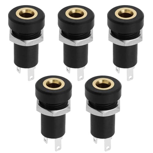 Image of EMSea 5PCS 3.5mm Audio Jack Socket 3 Pole Stereo Socket Connector Headphone Jack Connector Stereo Solder Panel Black with Nut